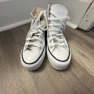 Women’s White Converse All Star White/Black High Top Shoes